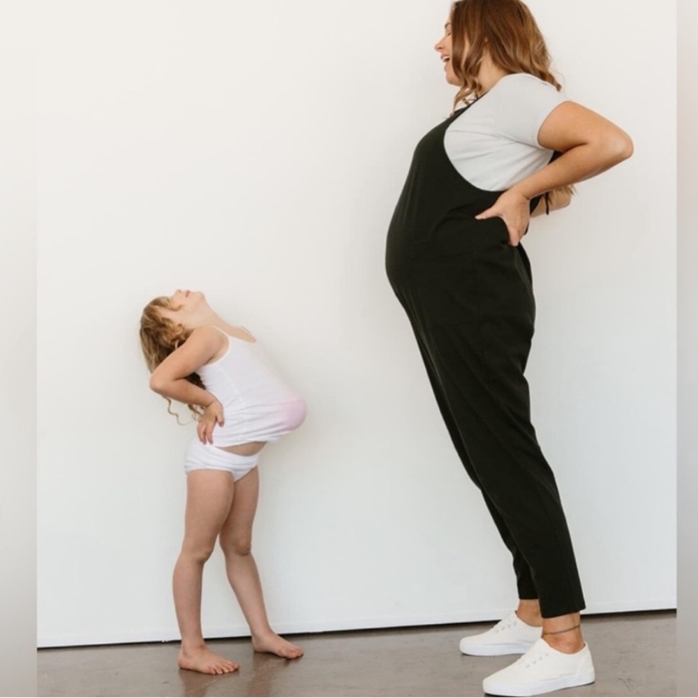Black Maternity Overalls Jumpsuit